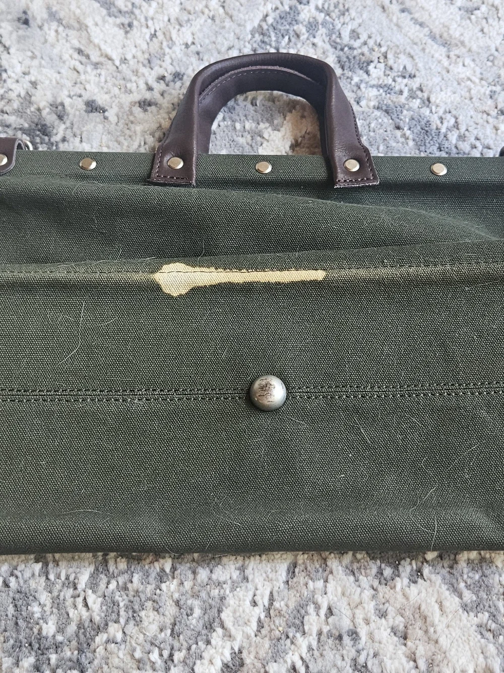 Line And Travel Olive Canvas Duffel with Dark Brown Trim